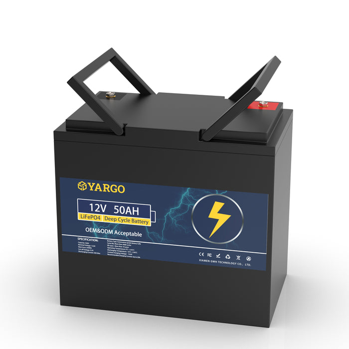 Wholesale OEM Yargo 12V 50Ah Lifepo4 Deep Cycle battery Lithium Ion Battery Automotive-grade A+ Battery Cells for Solar Power System Customizable