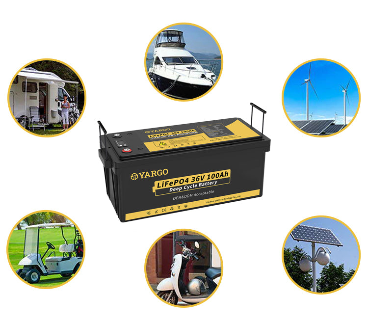 Wholesale OEM 5000 Cycle 36v 100Ah golf cart lifepo4 lithium ion battery pack 38.4v 100Ah deep cycle battery IP67 Customizable