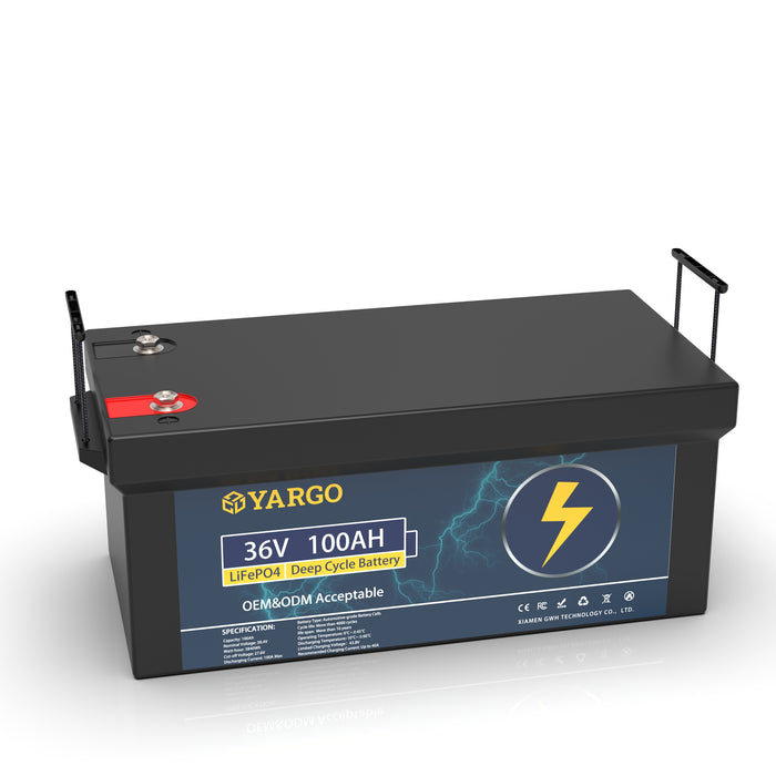 Wholesale OEM Yargo 36V 100Ah Lifepo4 Deep Cycle battery Lithium Ion Battery Automotive grade A+ Battery for Solar Power System Customizable