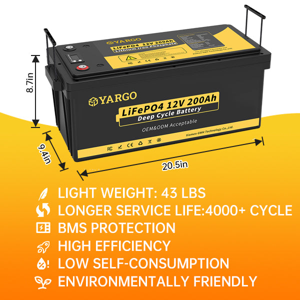 Wholesale OEM lifepo4 12V 200ah deep cycle lithium ion battery for RV/solar system/yacht/golf carts storage and car Customizable