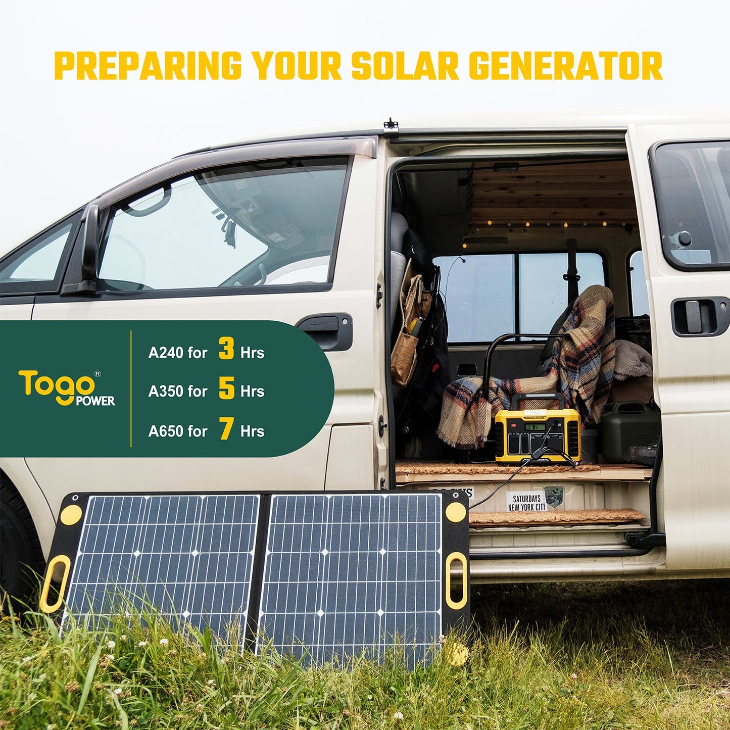 TogoPower 100W Portable Solar Panel for Portable Power Stations