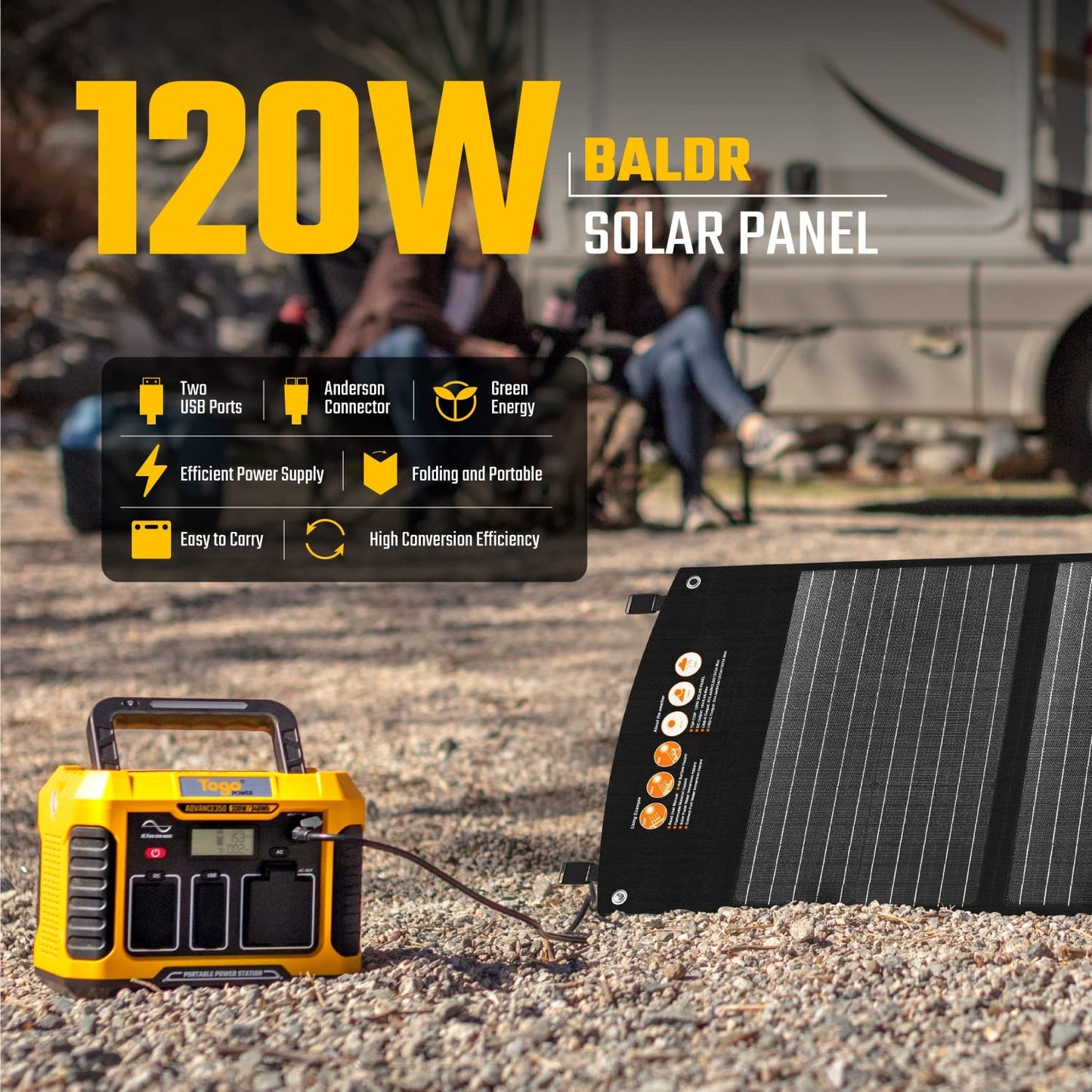 TogoPower 120W Portable Solar Panel for Portable Power Stations