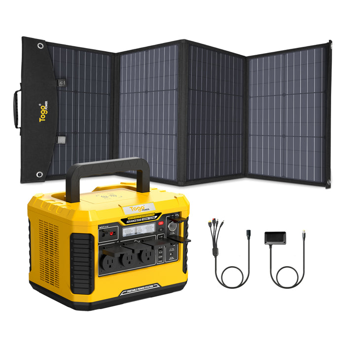 Togopower Advance1550,1512Wh/1500W Power Station with 120W Foldable Solar Panel Included