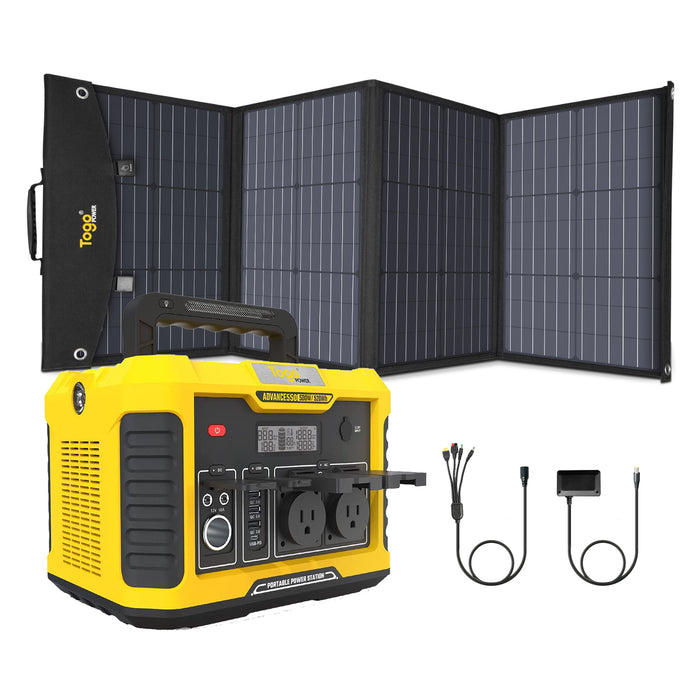 Togopower Advance550, 520wh/500W Portable Power Station with 120W Foldable Solar Panel Included