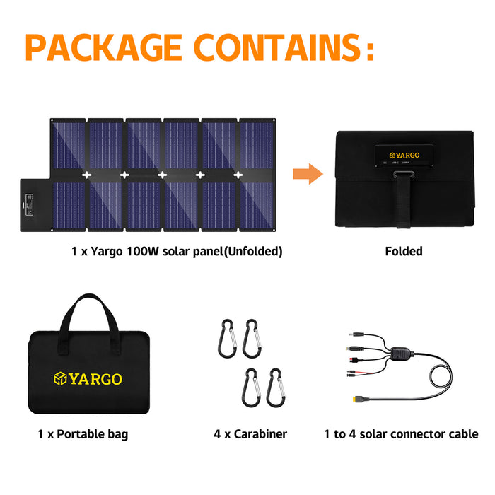 Yargo 100W Foldable Solar Panel YB100 for Portable Power Stations